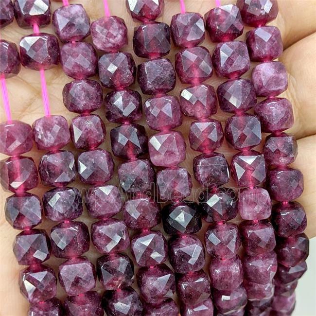 Burgundy Jade Beads Dye Faceted Cube