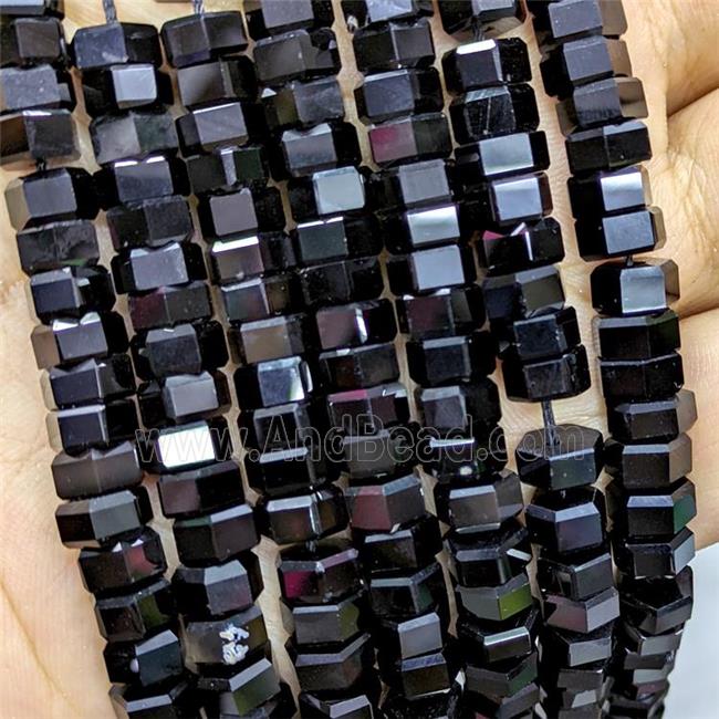 Natural Black Onyx Agate Hexagon Beads