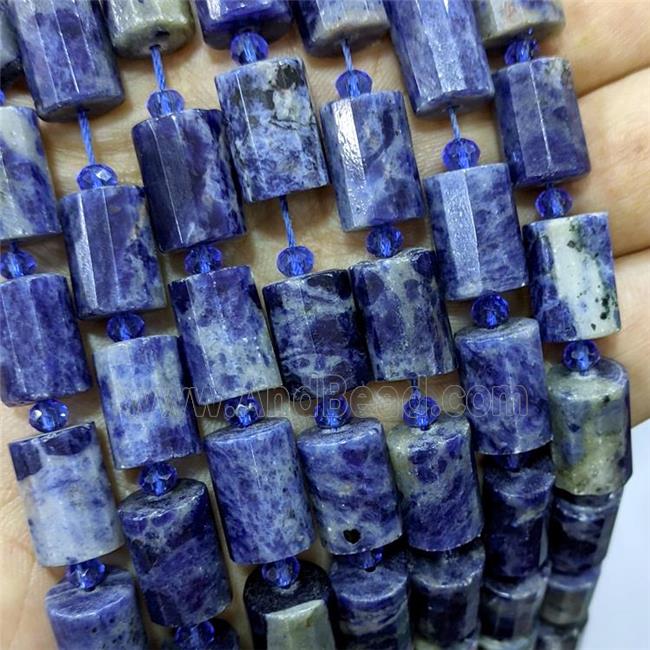 Natural Blue Sodalite Tube Beads