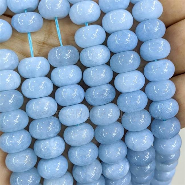 Blue Dye Jade Beads Smooth Rondelle B-Grade