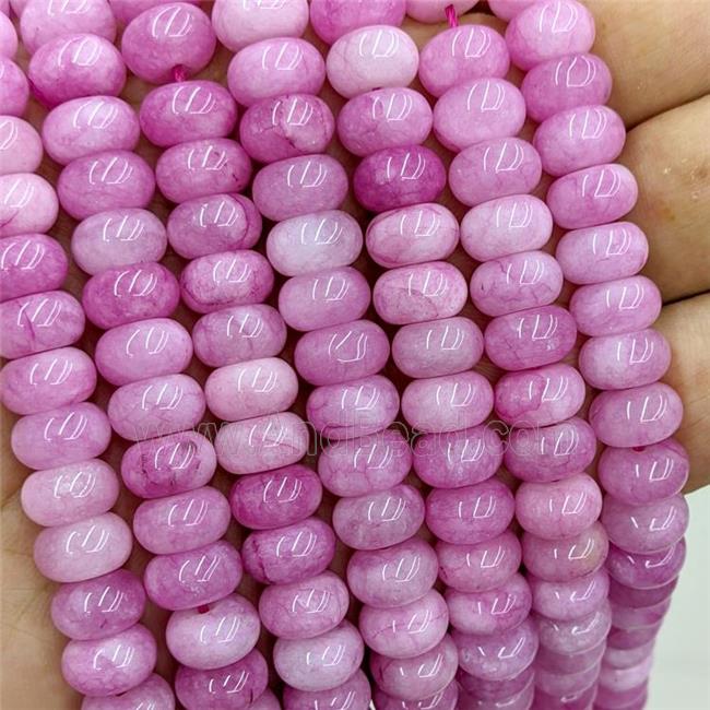 Pink Dye Jade Beads Smooth Rondelle
