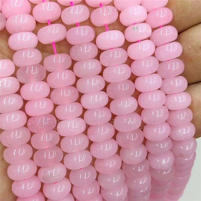 Pink Dye Jade Beads Smooth Rondelle