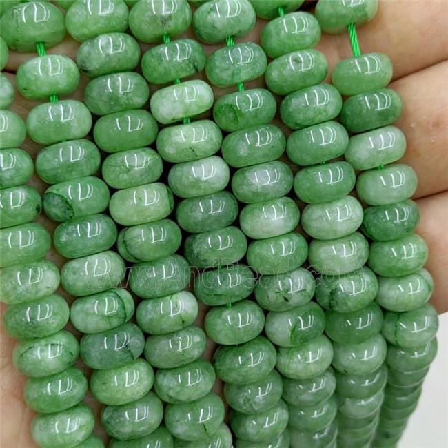 Green Dye Jade Beads Smooth Rondelle