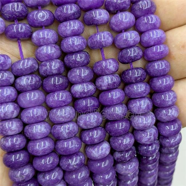 Jade Beads Smooth Rondelle Purple Dye