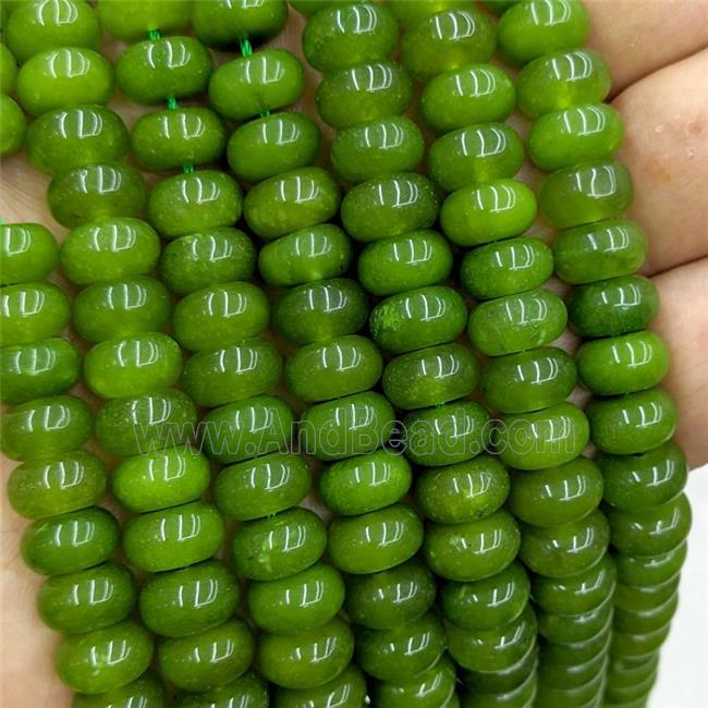 Jade Beads Smooth Rondelle Green Dye