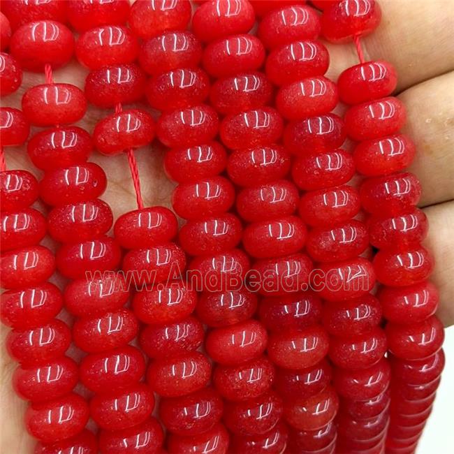 Jade Beads Smooth Rondelle Red Dye