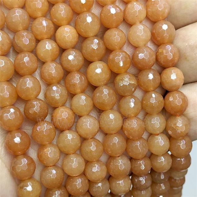 Red Aventurine Beads Faceted Round