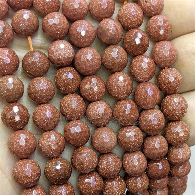 Golden Sandstone Beads Faceted Round