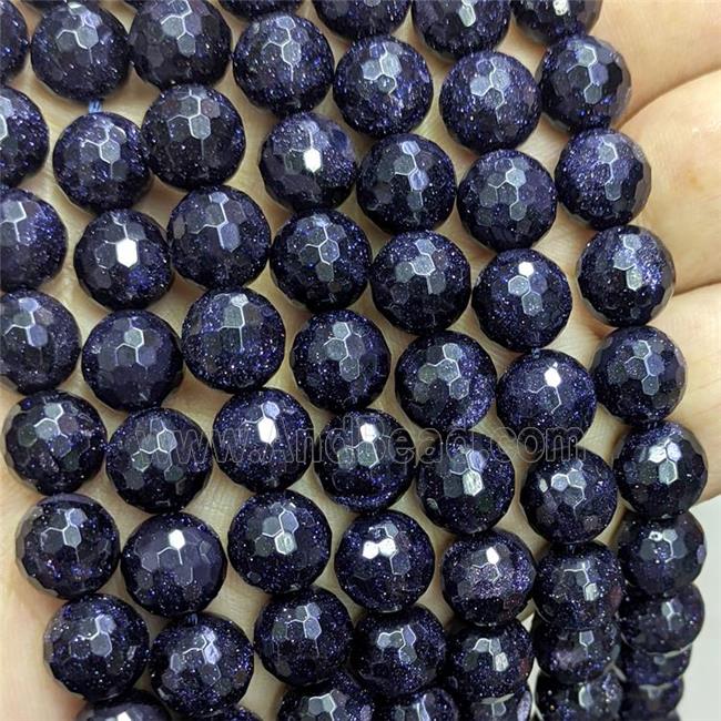 Blue Sandstone Beads Faceted Round