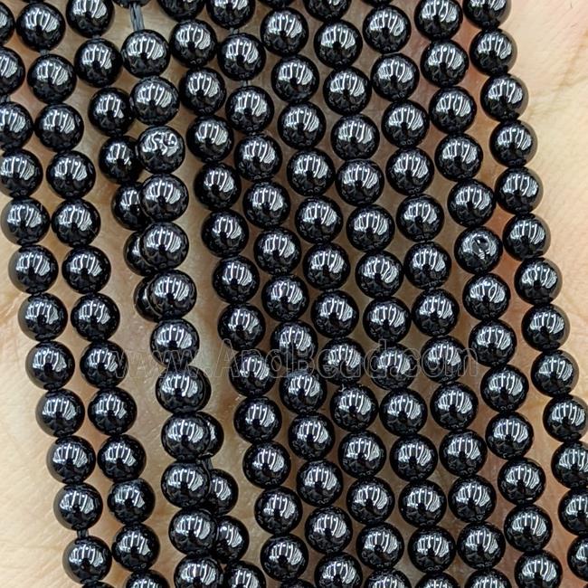 Natural Spinel Beads Black Smooth Round