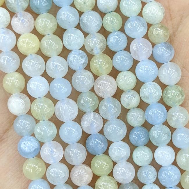 Natural Aquamarine Beads Blue Smooth Round
