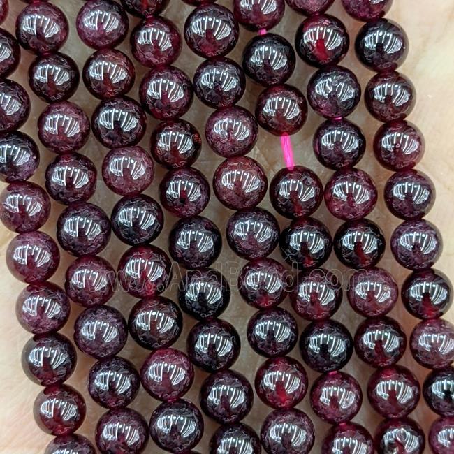 Natural Garnet Beads DarkRed Smooth Round