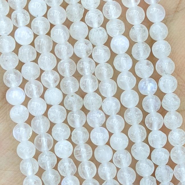 Natural White Moonstone Beads Blue Flash Smooth Round
