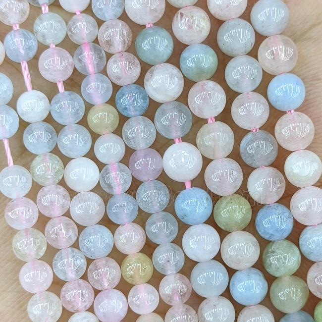 Natural Morganite Beads Multicolor Smooth Round