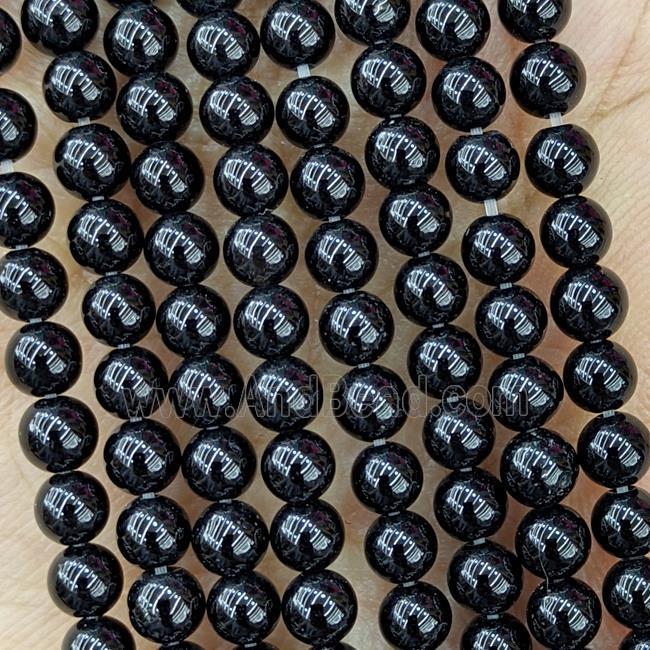 Natural Black Onyx Agate Beads Smooth Round