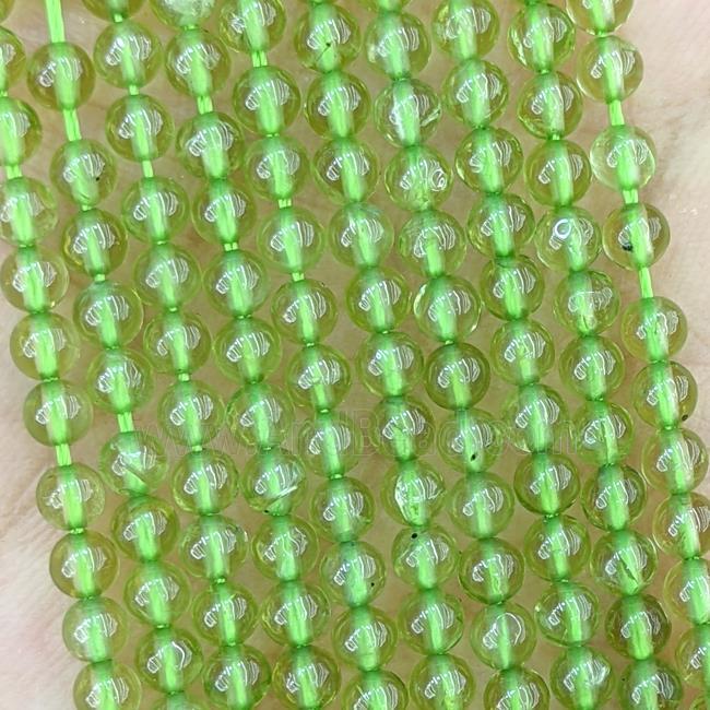 Natural Peridot Beads Green Smooth Round