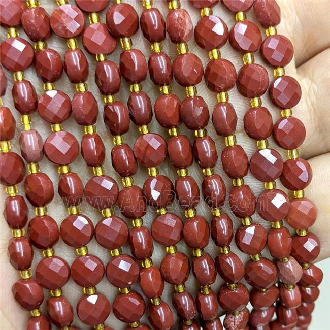 Natural Red Jasper Beads Faceted Coin
