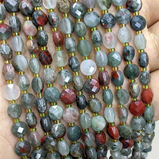 Natural African Bloodstone Beads Faceted Coin