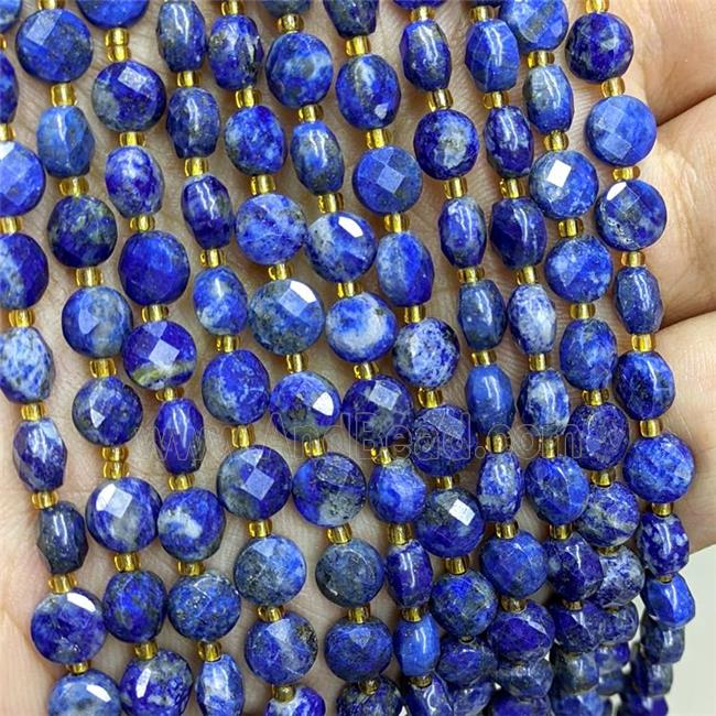 Natural Blue Lapis Lazuli Beads Faceted Coin