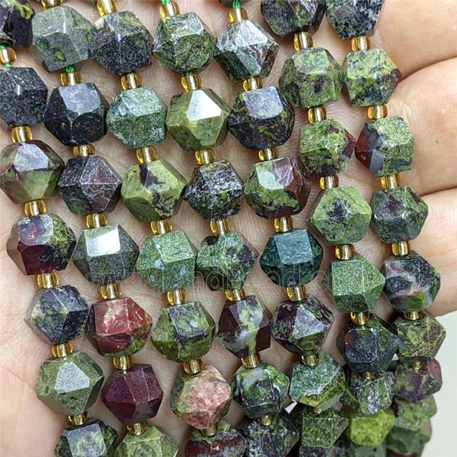 Natural Green Dragon Bloodstone Beads Cut Bicone