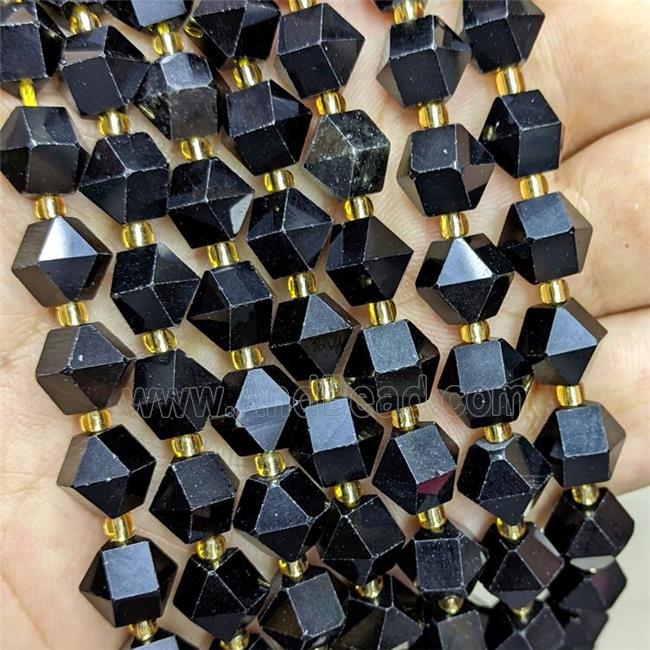 Natural Black Obsidian Beads Cut Bicone