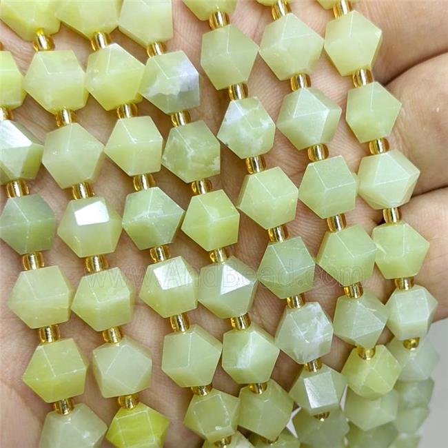 Natural Lemon Jade Beads Green Cut Bicone