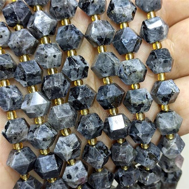 Natural Black Labradorite Beads Larvikite Cut Bicone