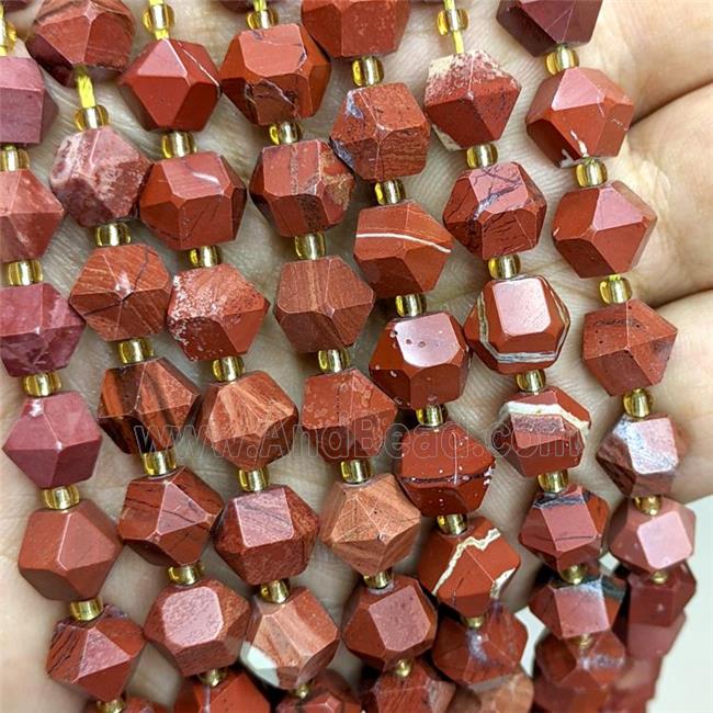Natural Red Jasper Beads Cut Bicone