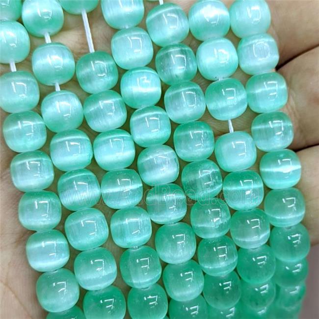 Natural Selenite Barrel Beads Green Dye