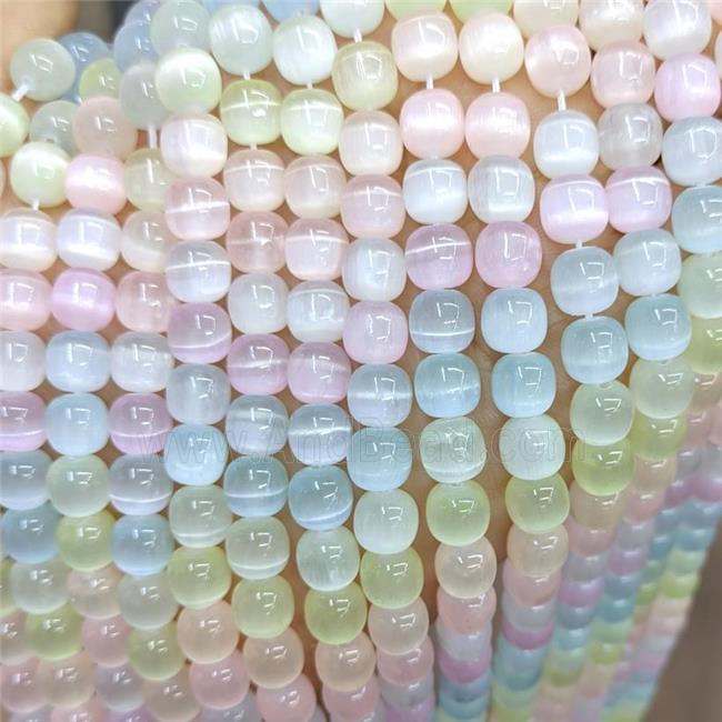 Natural Selenite Barrel Beads Dye Multicolor