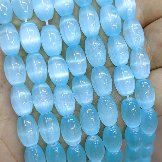 Natural Selenite Rice Beads Aqua Dye