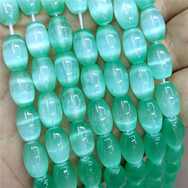 Natural Selenite Rice Beads Green Dye