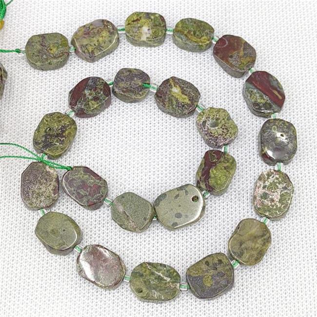 Natural Dragon Bloodstone Rectangle Beads Green
