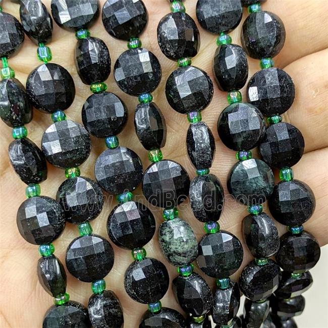 Darkgreen Jadeite Beads Faceted Coin