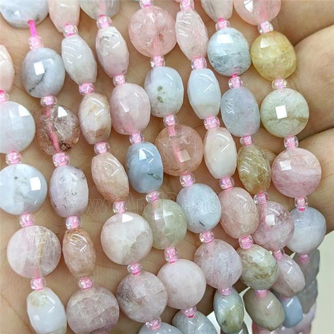 Natural Morganite Beads Multicolor Faceted Coin