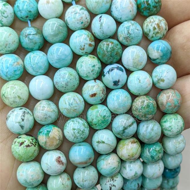 Natural Peru Turquoise Beads Green Smooth Round