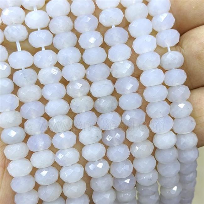 White Opalite Quartz Beads Faceted Rondelle