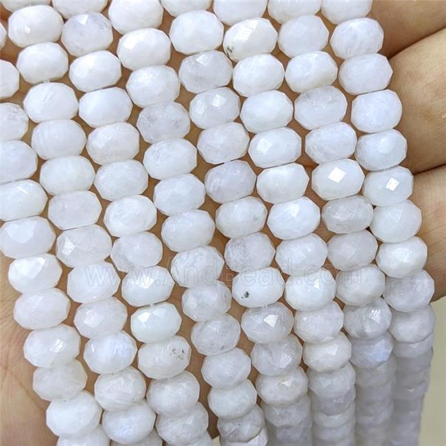 Natural White Moonstone Beads Faceted Rondelle