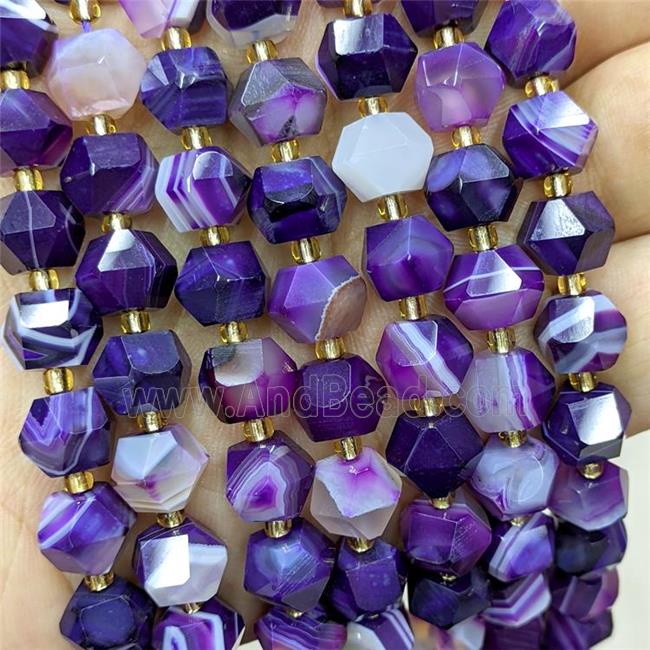 Purple Stripe Agate Beads Dye Band Cut Bicone