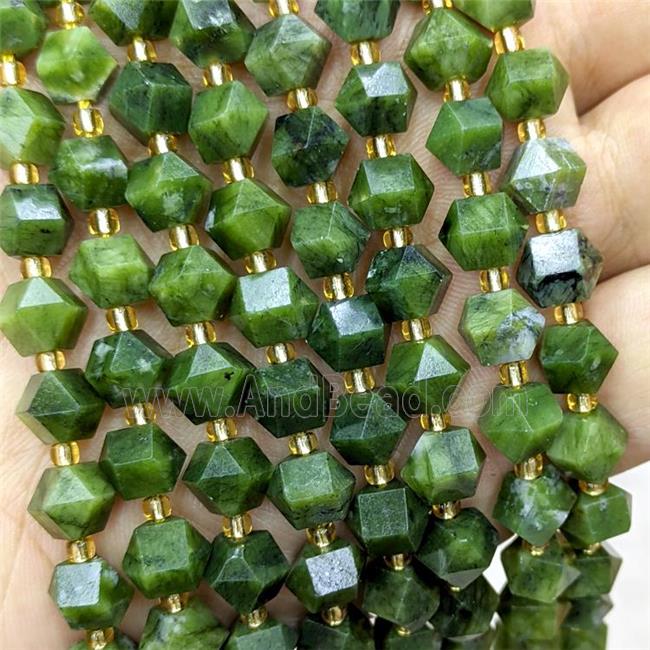 Chinese Jadeite Beads Green Cut Bicone