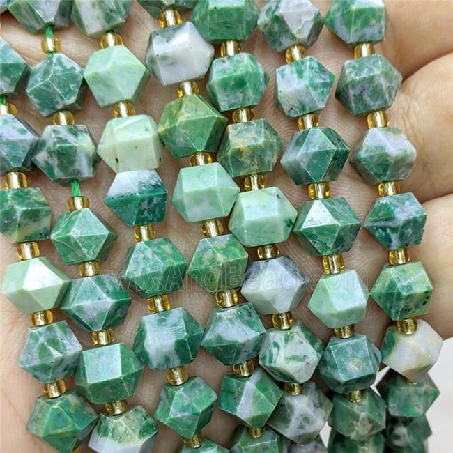 Green Spotted Jasper Beads Cut Bicone
