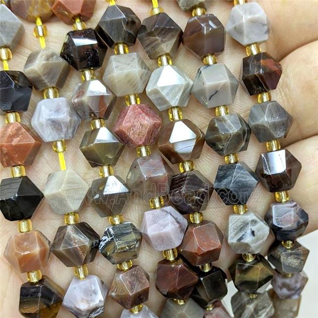 Natural Wood Petrified Jasper Beads Cut Bicone