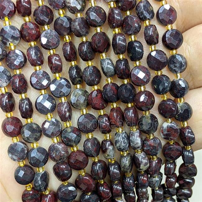 Natural Poppy Jasper Beads Faceted Coin