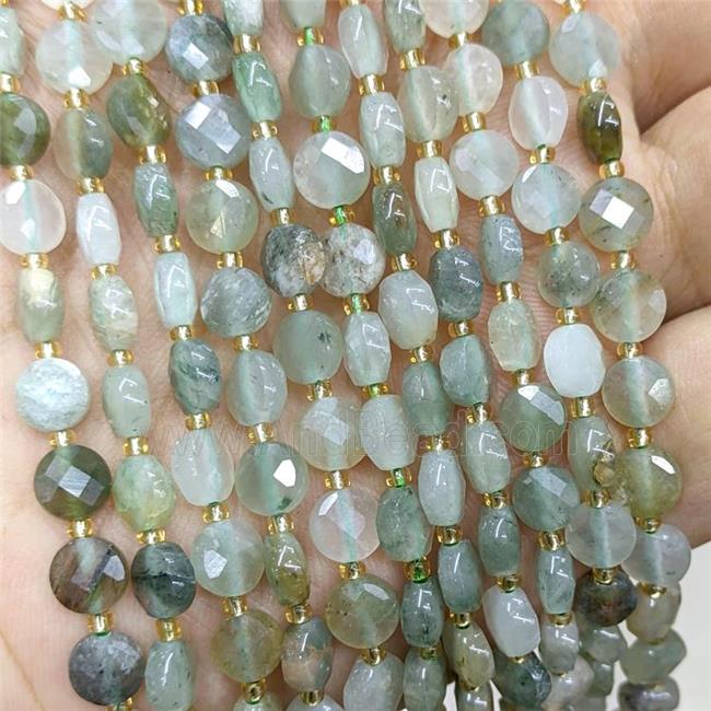 Green Chlorite Quartz Beads Faceted Coin