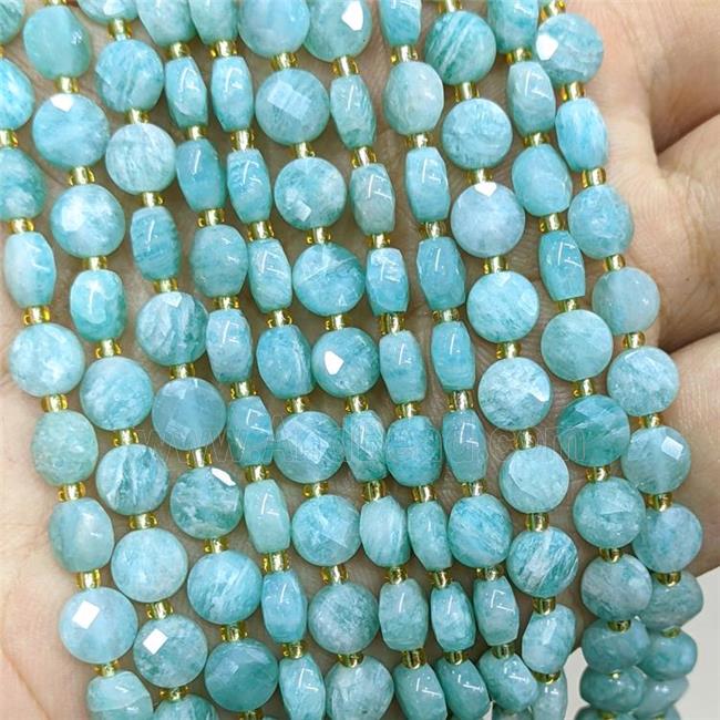 Natural Green Amazonite Beads Faceted Coin