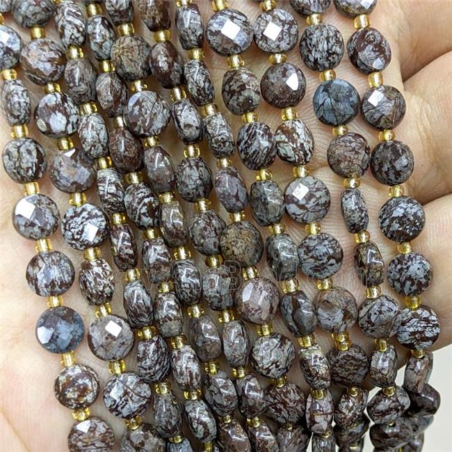 Natural Red Snowflake Jasper Beads Faceted Coin