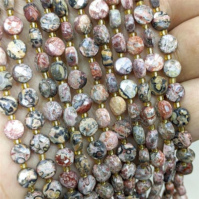 Leopardskin Jasper Beads Red Faceted Coin