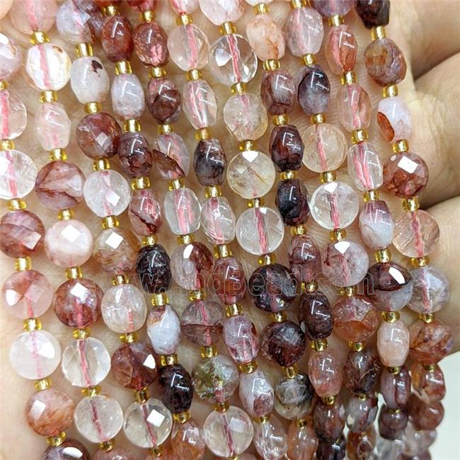 Natural Red Hematoid Quartz Beads Faceted Coin