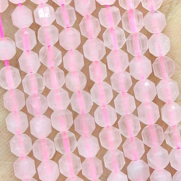 Natural Pink Rose Quartz Prism Beads