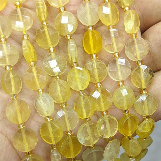 Natural Lemon Quartz Beads Yellow Faceted Coin